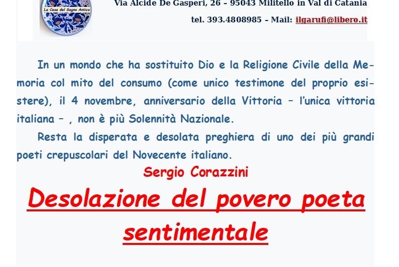 Commemoriamo il 4 novembre con una poesia di Sergio Corazzini.