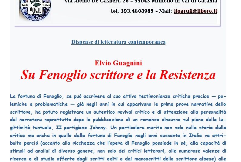 FENOGLIO, Beppe – La Resistenza senza retorica (di Elvio Guagnini)